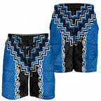 Blue Niho Taniwha Mix Poutama Shorts for Men Unique Taniko Aotearoa - Aussie Hoodie