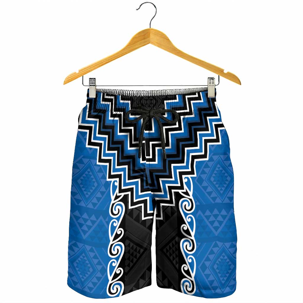 Blue Niho Taniwha Mix Poutama Shorts for Men Unique Taniko Aotearoa - Aussie Hoodie