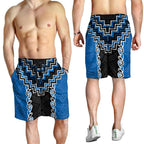 Blue Niho Taniwha Mix Poutama Shorts for Men Unique Taniko Aotearoa - Aussie Hoodie