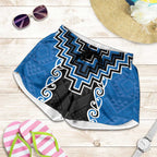 Blue Niho Taniwha Mix Poutama Shorts for Women Unique Taniko Aotearoa - Aussie Hoodie
