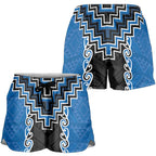 Blue Niho Taniwha Mix Poutama Shorts for Women Unique Taniko Aotearoa - Aussie Hoodie