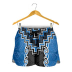 Blue Niho Taniwha Mix Poutama Shorts for Women Unique Taniko Aotearoa - Aussie Hoodie