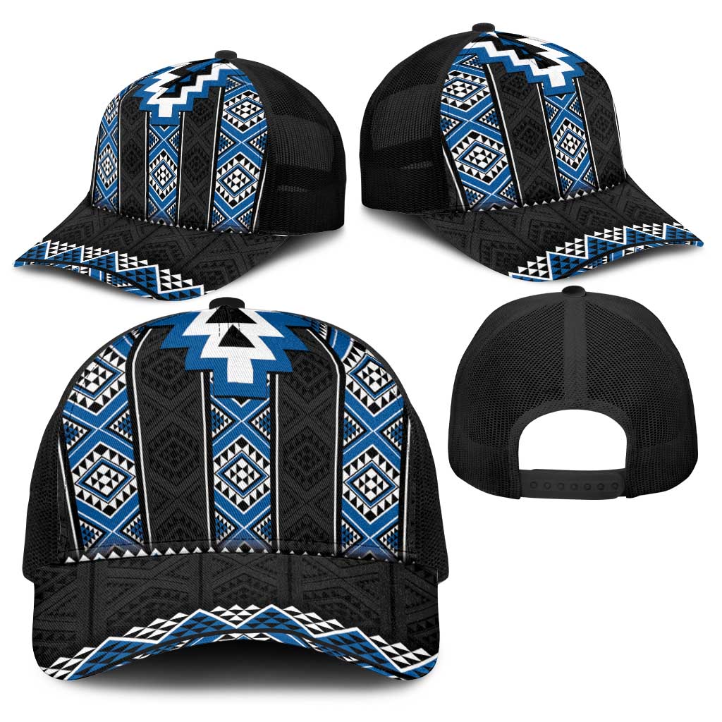 Blue Taniko Aotearoa Baseball Net Cap Niho Taniwha Mix Poutama - Aussie Hoodie