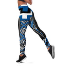 Blue Taniko Aotearoa Leggings Niho Taniwha Mix Poutama