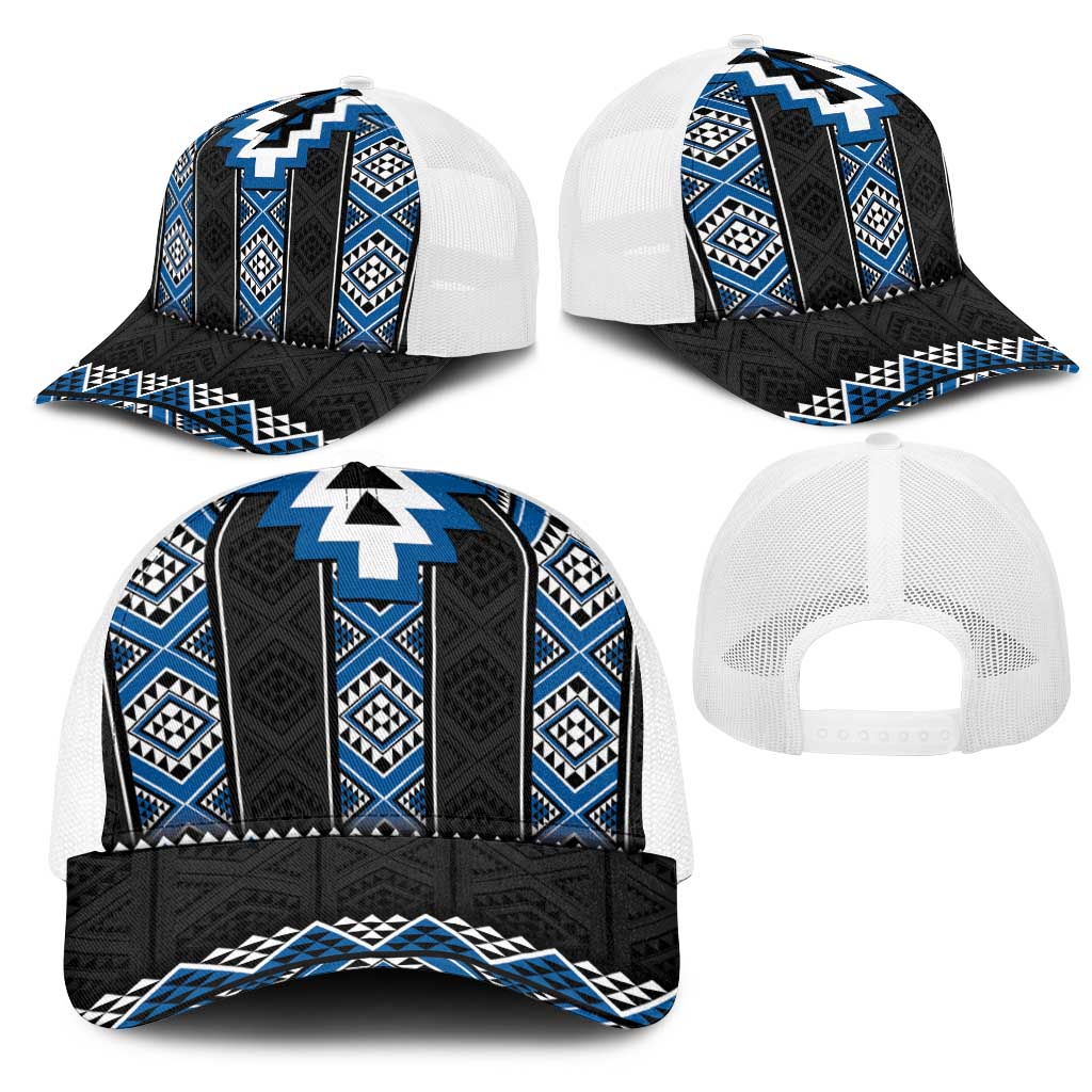 Blue Taniko Aotearoa Mesh Trucker Cap Niho Taniwha Mix Poutama - Aussie Hoodie