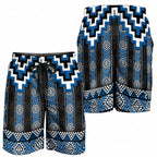 Blue Taniko Aotearoa Shorts for Men Niho Taniwha Mix Poutama