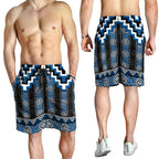 Blue Taniko Aotearoa Shorts for Men Niho Taniwha Mix Poutama
