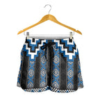 Blue Taniko Aotearoa Shorts for Women Niho Taniwha Mix Poutama