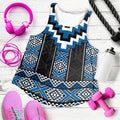 Blue Taniko Aotearoa Women Racerback Tank Niho Taniwha Mix Poutama