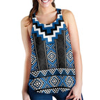 Blue Taniko Aotearoa Women Racerback Tank Niho Taniwha Mix Poutama