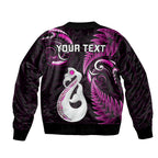Personalised New Zealand Bomber Jacket Aotearoa Silver Fern With Manaia Maori Unique Pink LT14