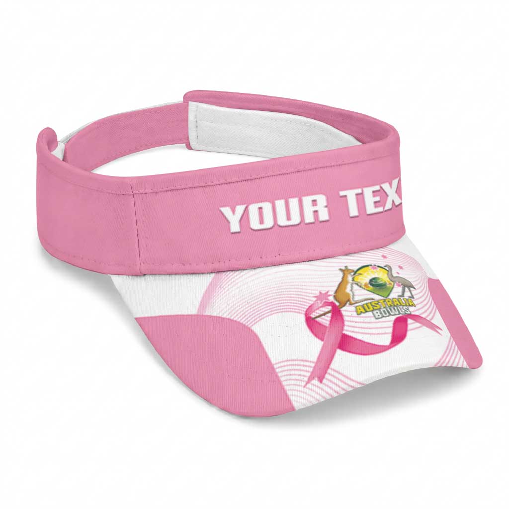 Bowls Australia Breast Cancer Personalised Sun Visor Cap Pink Ribbon Curve Sporty