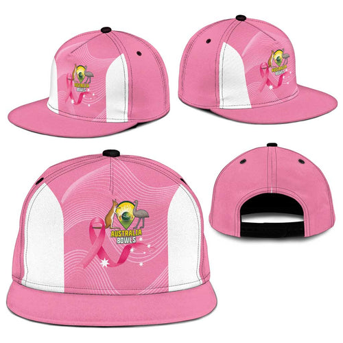 Bowls Australia Breast Cancer Snapback Cap Pink Ribbon Aussie Map With Kangaroo Emu - Aussie Hoodie