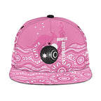 Bowls Australia Breast Cancer Snapback Cap Pink Ribbon Kangaroo Aboriginal Art - Aussie Hoodie