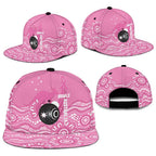 Bowls Australia Breast Cancer Snapback Cap Pink Ribbon Kangaroo Aboriginal Art - Aussie Hoodie