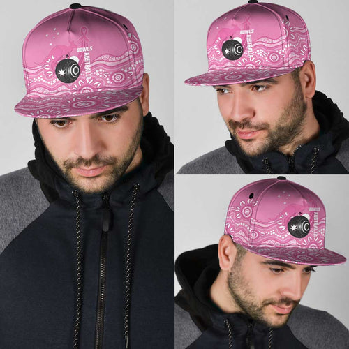 Bowls Australia Breast Cancer Snapback Cap Pink Ribbon Kangaroo Aboriginal Art - Aussie Hoodie