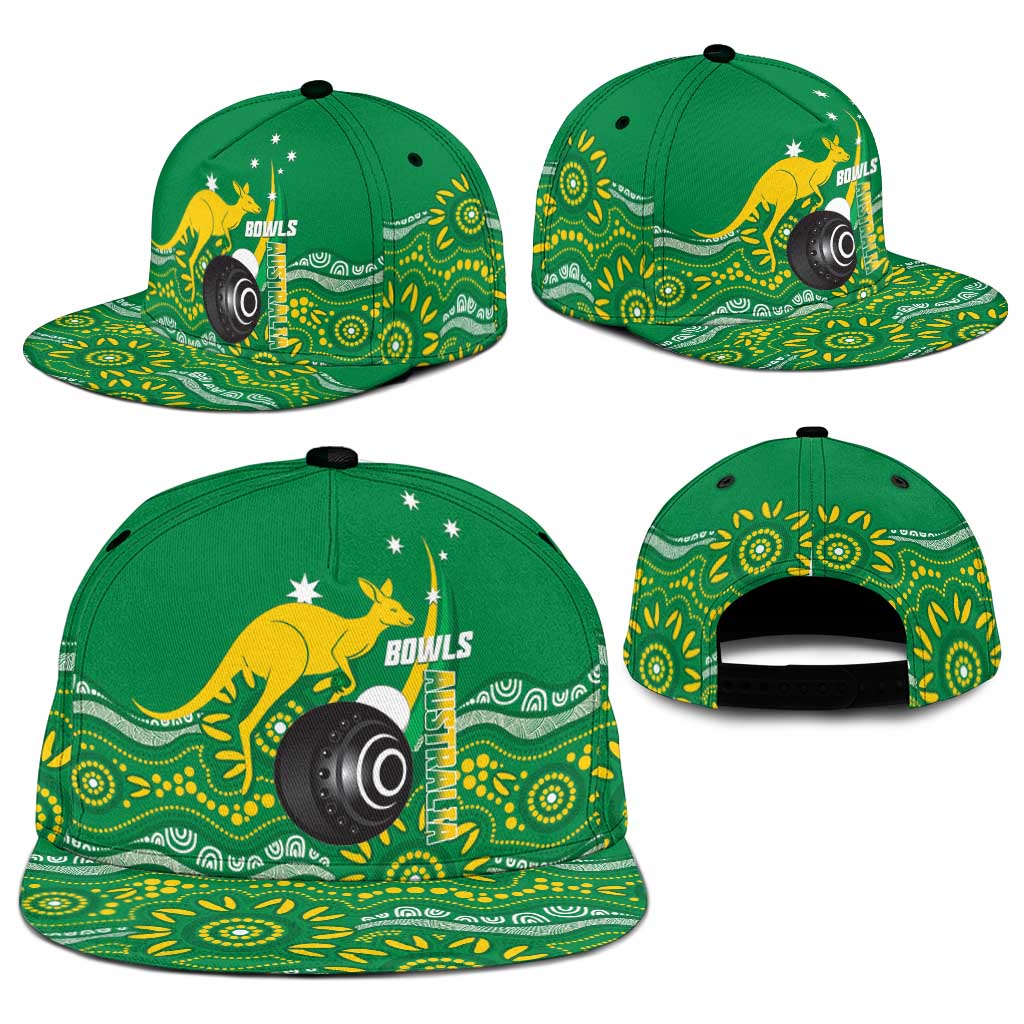 Bowls Australia Snapback Cap Aussie Kangaroo Aboriginal Art - Aussie Hoodie