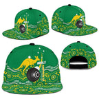 Bowls Australia Snapback Cap Aussie Kangaroo Aboriginal Art - Aussie Hoodie