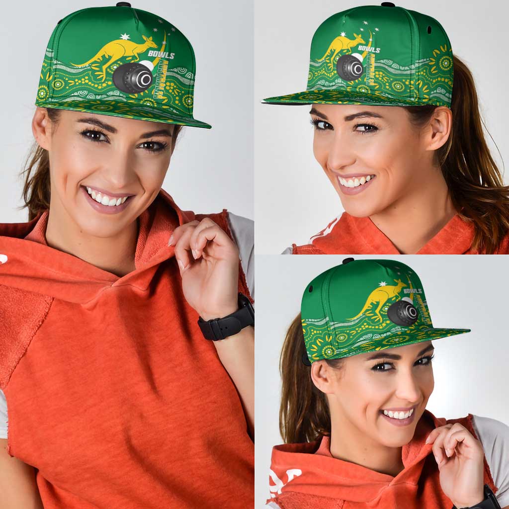 Bowls Australia Snapback Cap Aussie Kangaroo Aboriginal Art - Aussie Hoodie