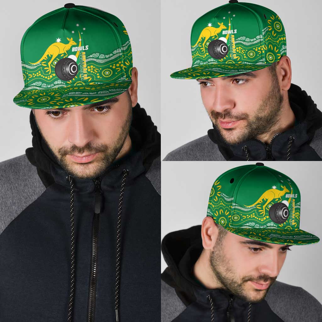 Bowls Australia Snapback Cap Aussie Kangaroo Aboriginal Art - Aussie Hoodie