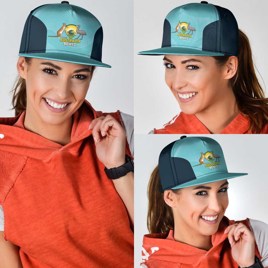 Bowls Australia Snapback Cap Teal Color Curve Sporty - Aussie Hoodie