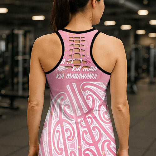 Breast Cancer Awareness Maori Hollow Tank Top Kia Kaha Kia Maia Kia Manawanui - Aussie Hoodie