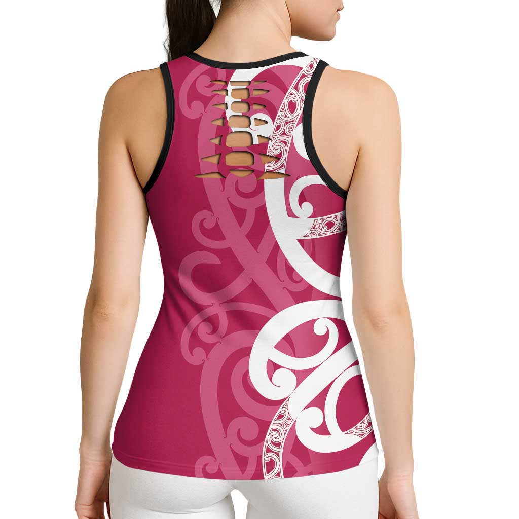 Breast Cancer Awareness Maori Hollow Tank Top Koru Kowhaiwhai - Aussie Hoodie
