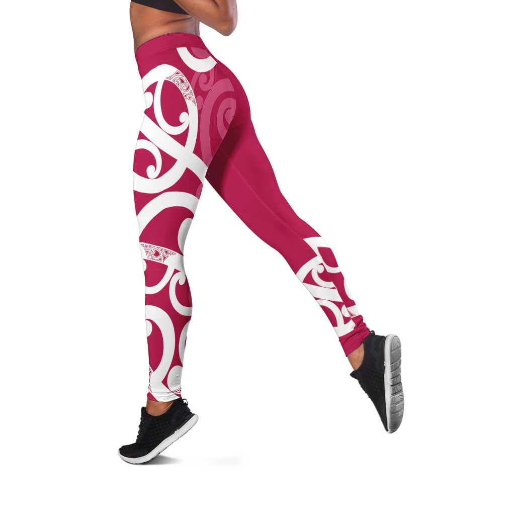 Breast Cancer Awareness Maori Leggings Koru Kowhaiwhai - Aussie Hoodie