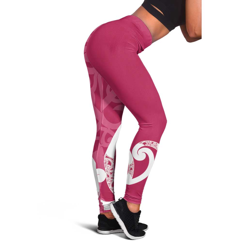Breast Cancer Awareness Maori Leggings Koru Kowhaiwhai - Aussie Hoodie