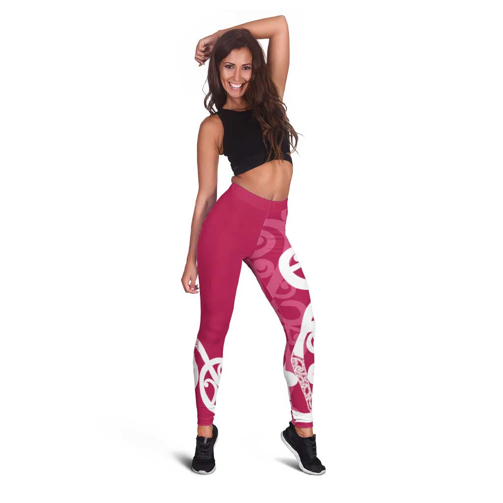 Breast Cancer Awareness Maori Leggings Koru Kowhaiwhai - Aussie Hoodie