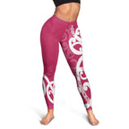 Breast Cancer Awareness Maori Leggings Koru Kowhaiwhai - Aussie Hoodie