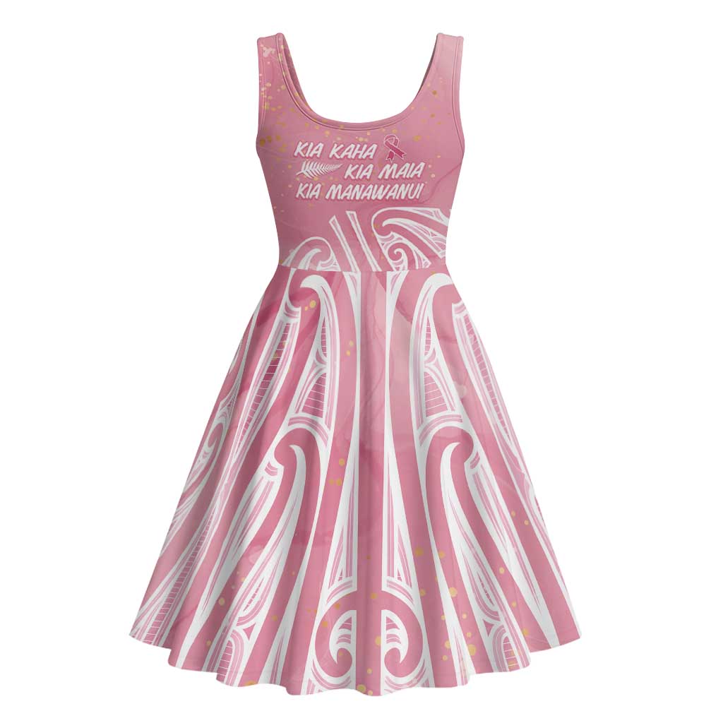 Breast Cancer Awareness Maori Midi Dress Kia Kaha Kia Maia Kia Manawanui - Aussie Hoodie