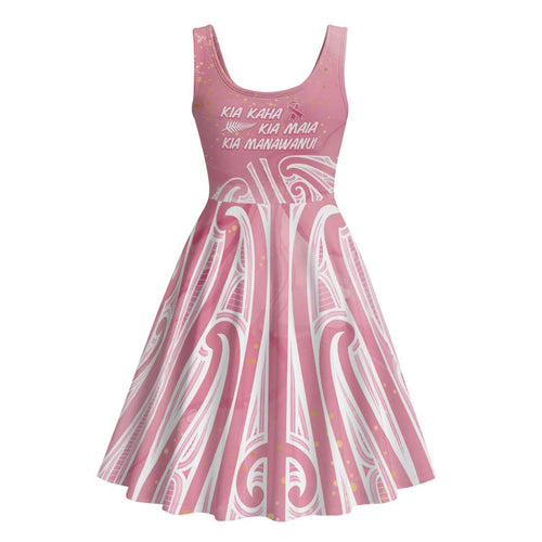 Breast Cancer Awareness Maori Midi Dress Kia Kaha Kia Maia Kia Manawanui - Aussie Hoodie