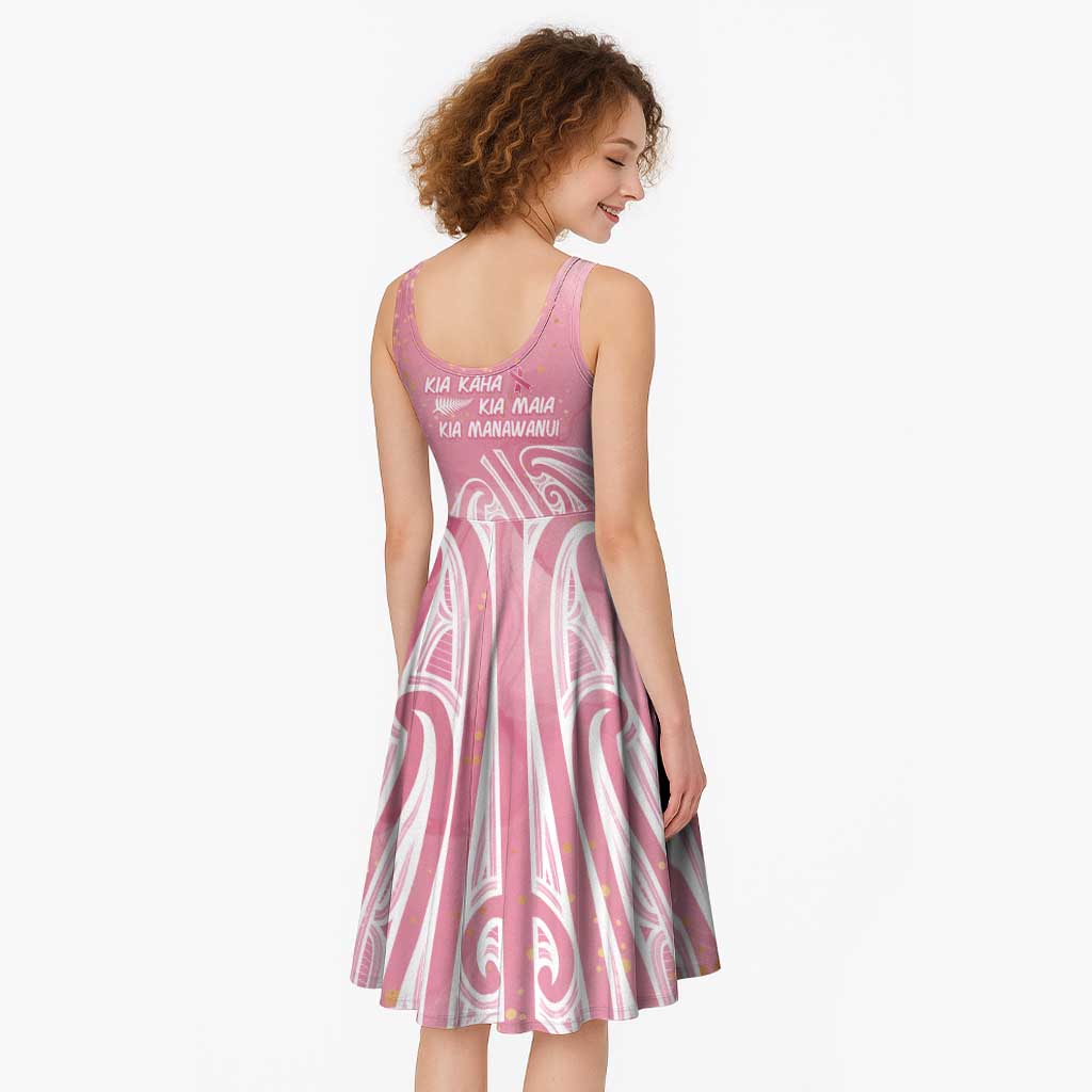 Breast Cancer Awareness Maori Midi Dress Kia Kaha Kia Maia Kia Manawanui - Aussie Hoodie