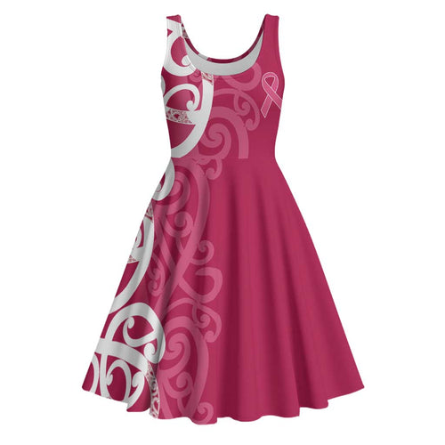 Breast Cancer Awareness Maori Midi Dress Koru Kowhaiwhai - Aussie Hoodie