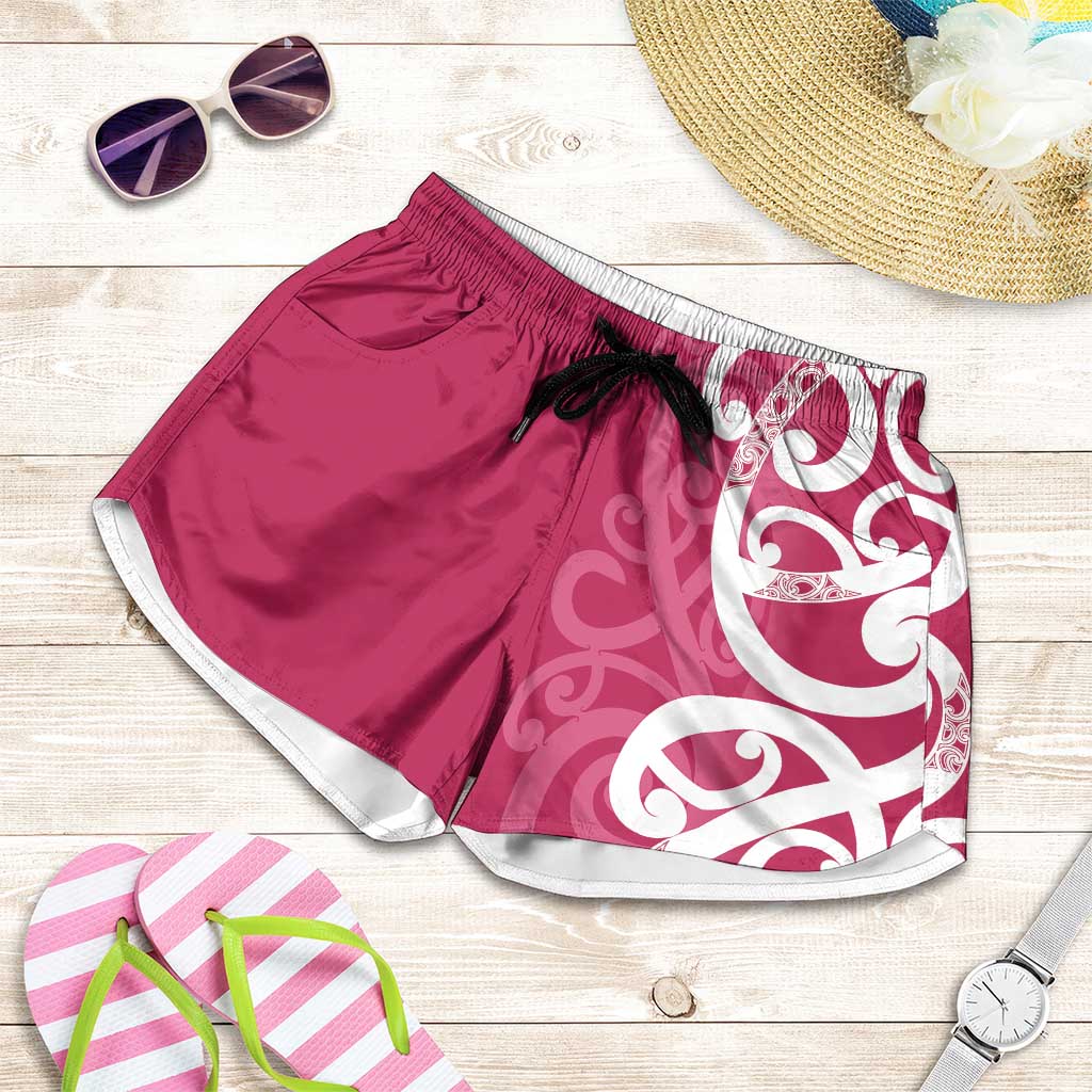 Breast Cancer Awareness Maori Shorts for Women Koru Kowhaiwhai - Aussie Hoodie