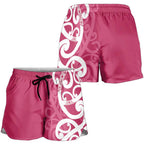 Breast Cancer Awareness Maori Shorts for Women Koru Kowhaiwhai - Aussie Hoodie