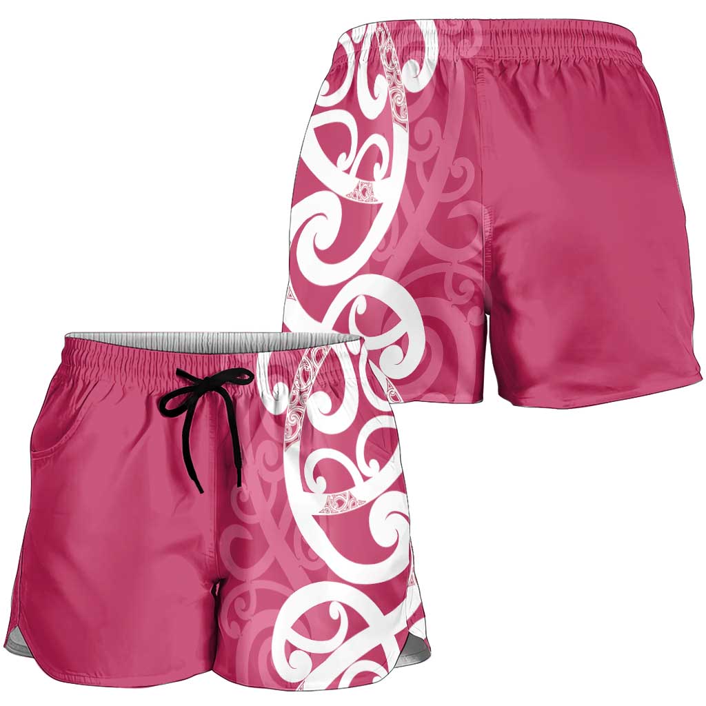 Breast Cancer Awareness Maori Shorts for Women Koru Kowhaiwhai - Aussie Hoodie