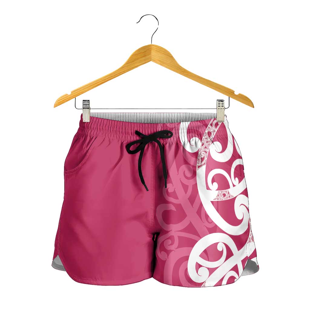 Breast Cancer Awareness Maori Shorts for Women Koru Kowhaiwhai - Aussie Hoodie
