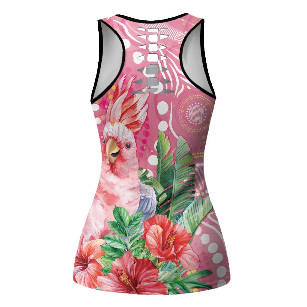 Breast Cancer Pink Cockatoo Hollow Tank Top Australia Indigenous Watercolor Glaze - Aussie Hoodie