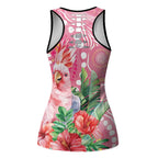 Breast Cancer Pink Cockatoo Hollow Tank Top Australia Indigenous Watercolor Glaze - Aussie Hoodie