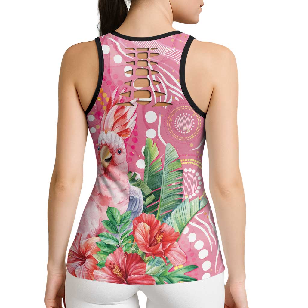 Breast Cancer Pink Cockatoo Hollow Tank Top Australia Indigenous Watercolor Glaze - Aussie Hoodie