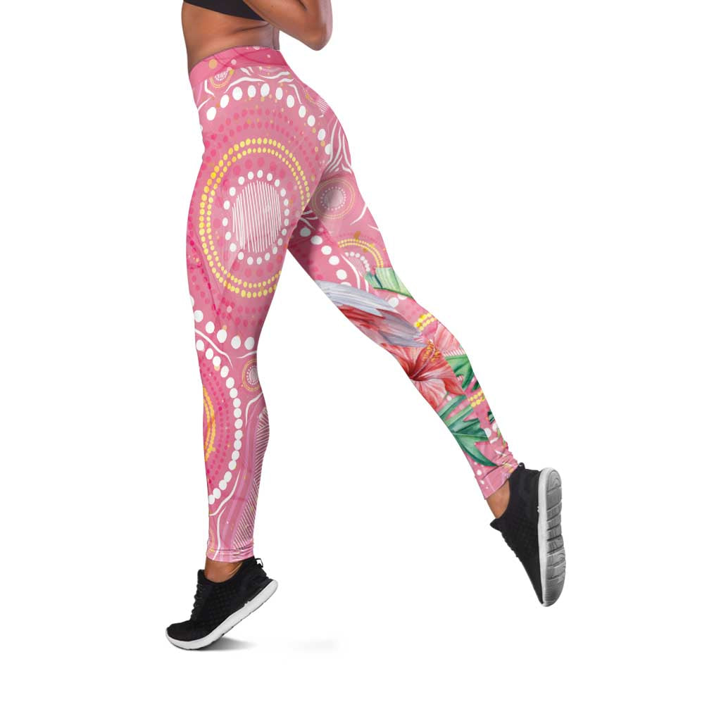 Breast Cancer Pink Cockatoo Leggings Australia Indigenous Watercolor Glaze - Aussie Hoodie