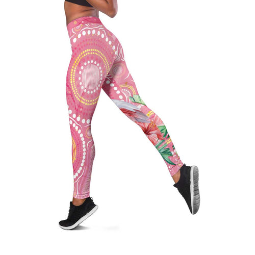 Breast Cancer Pink Cockatoo Leggings Australia Indigenous Watercolor Glaze - Aussie Hoodie