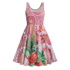 Breast Cancer Pink Cockatoo Midi Dress Australia Indigenous Watercolor Glaze - Aussie Hoodie