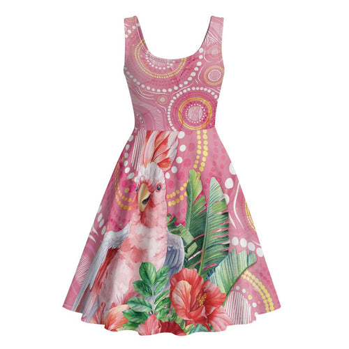Breast Cancer Pink Cockatoo Midi Dress Australia Indigenous Watercolor Glaze - Aussie Hoodie