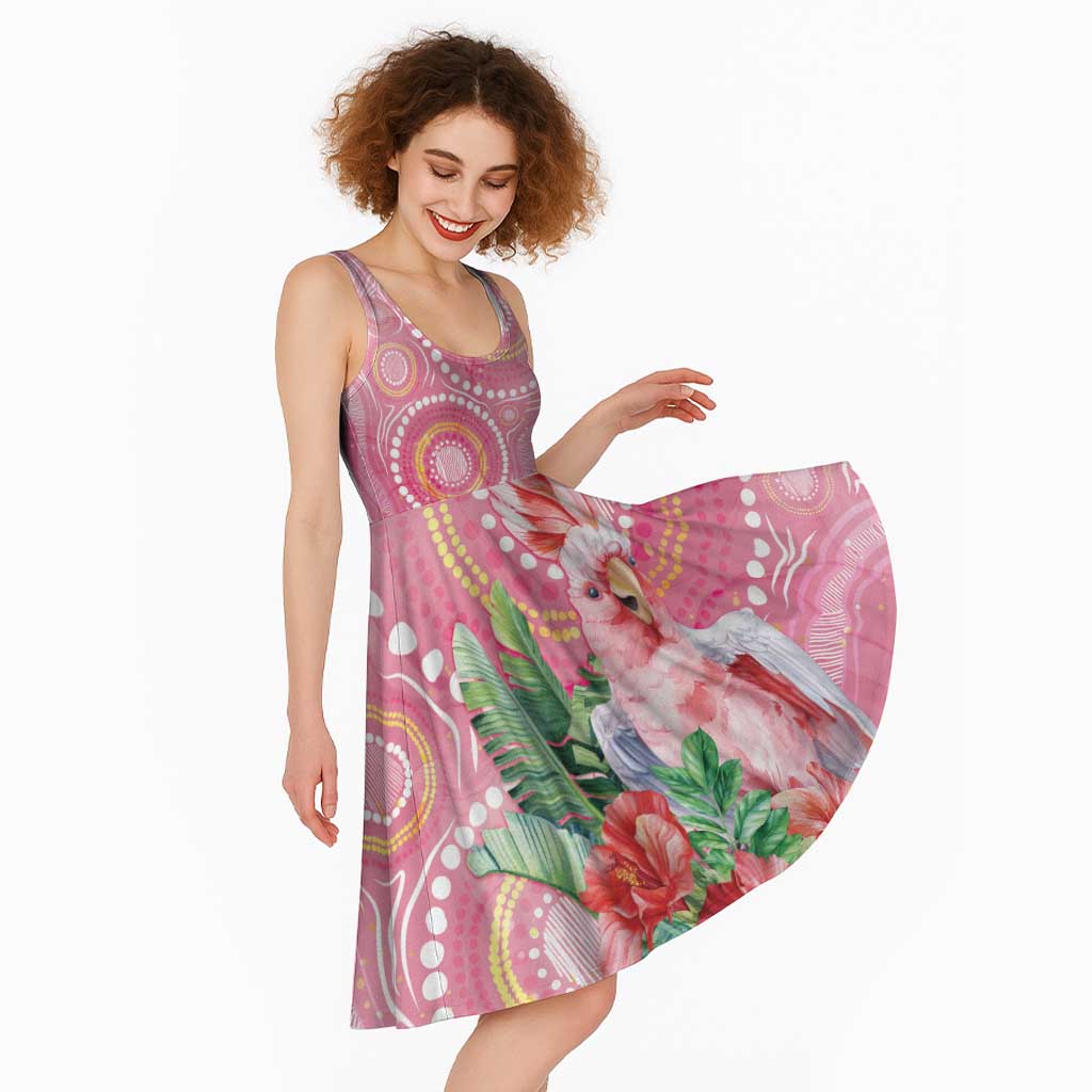 Breast Cancer Pink Cockatoo Midi Dress Australia Indigenous Watercolor Glaze - Aussie Hoodie