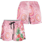 Breast Cancer Pink Cockatoo Shorts for Women Australia Indigenous Watercolor Glaze - Aussie Hoodie