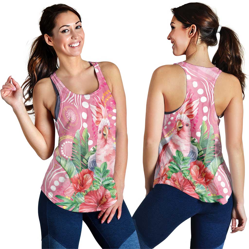 Breast Cancer Pink Cockatoo Women Racerback Tank Australia Indigenous Watercolor Glaze - Aussie Hoodie