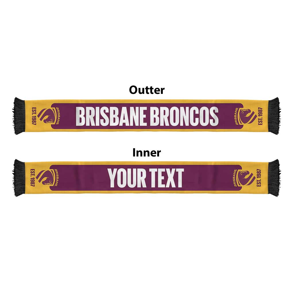 Brisbane Broncos Rugby Personalised Ruffneck Scarf 2026 Go Champions